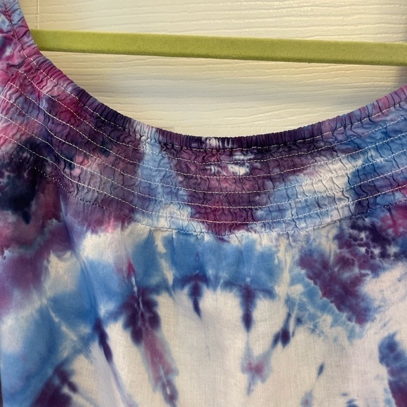 H&M Divided hand crafted tie dye 3/4 Sleeves Off The Shoulder Crop Top Size 8 - Picture 5 of 7